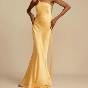 Elegant Yellow Satin Gown